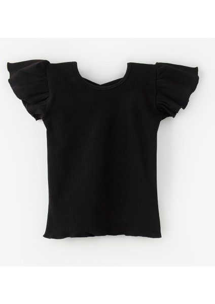 Siyah Arkası Çapraz Biyeli Kız Çocuk Tişört - Julie fırsatları