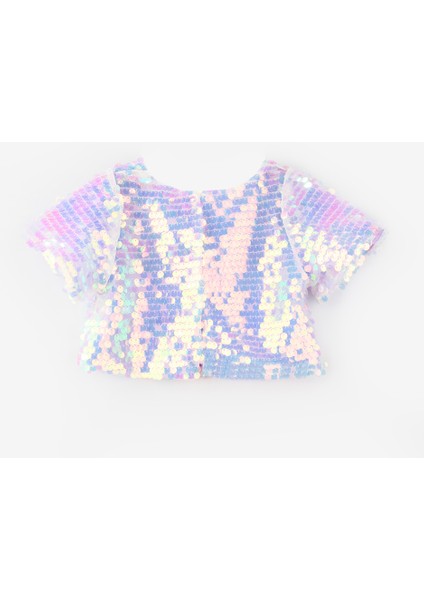 Lila Pullu Kız Çocuk Crop