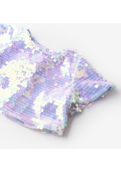 Lila Pullu Kız Çocuk Crop