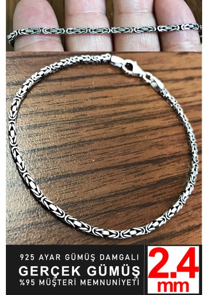 925 Ayar Gümüş Erkek Kare Kral Zincir Bileklik Künye Erkeğe Sevgiliye Hediye MSB15