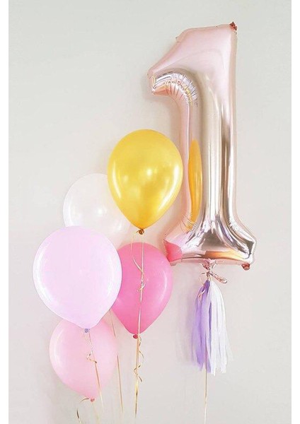 Rose 1 Rakamı Püsküllü Balon Set fiyatları