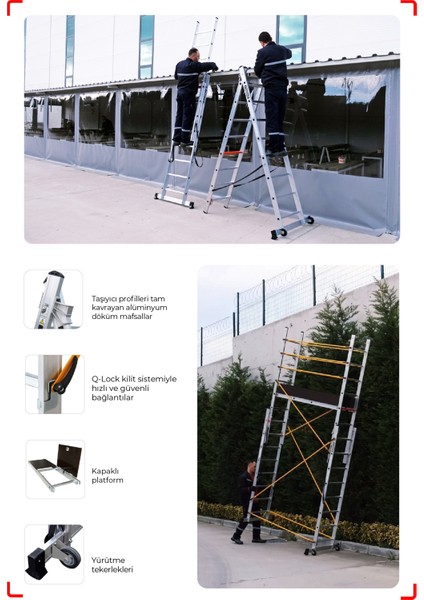 2x8 Basamaklı Polysafe - Çok Amaçlı İskele Merdiven PL003