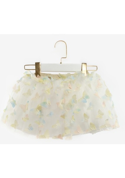 Sarı Kelebek Aplikeli Kız Çocuk Tül Etek - Pauline