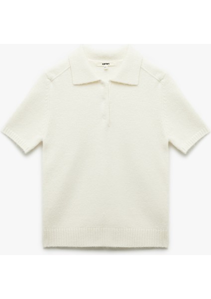 Kısa Kollu Düğmeli Polo Yaka Triko Kazak fırsatları