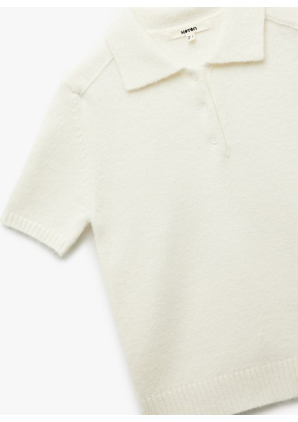 Kısa Kollu Düğmeli Polo Yaka Triko Kazak