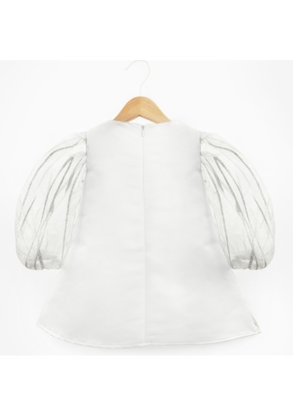 Ekru Sim Detaylı Kız Çocuk Elbise - Corrine