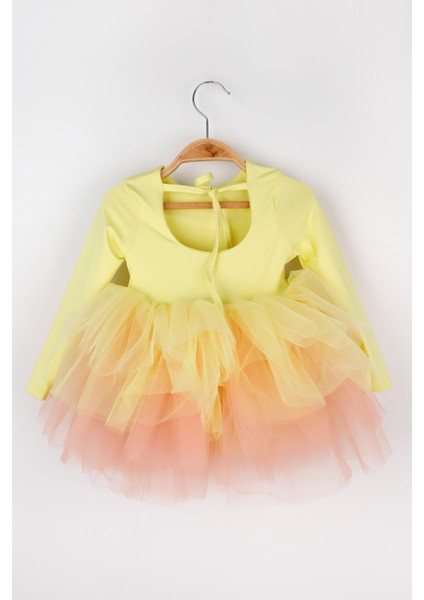 Sarı Tütü Etekli Kız Çocuk Balerin Elbise - Miranda