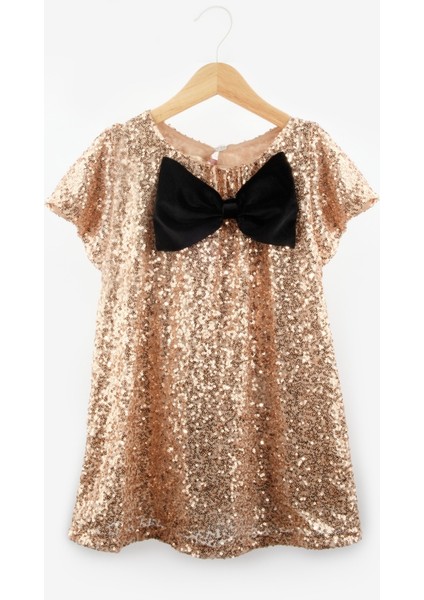 Rose Pullu Fiyonk Detaylı Kız Çocuk Elbise - Rhea