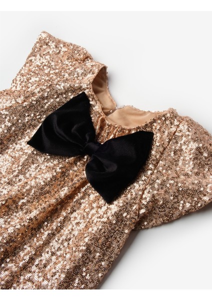 Rose Pullu Fiyonk Detaylı Kız Çocuk Elbise - Rhea