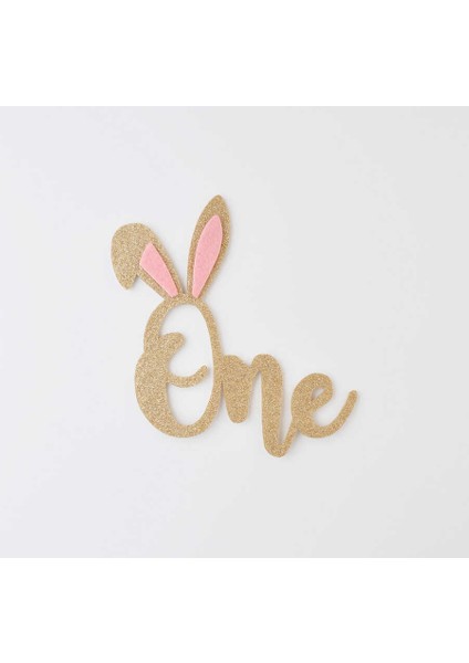 Altın Tavşan Kulaklı One Pasta Süsü modelleri