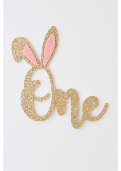 Altın Tavşan Kulaklı One Pasta Süsü