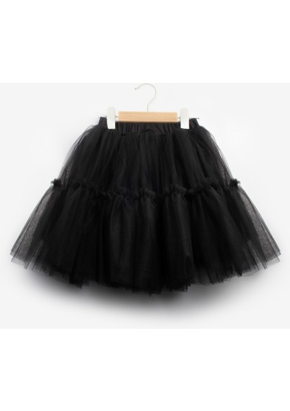 Siyah Pul Payetli Tül Etekli Kız Çocuk Ikili Takım - Milena