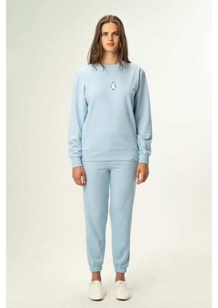 Panda Soft Fleece Kadın Eşofman Altı - Bebek Mavisi