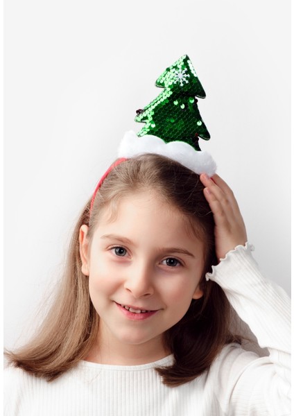 Yeşil Pullu Çam Ağacı Kız Çocuk Taç