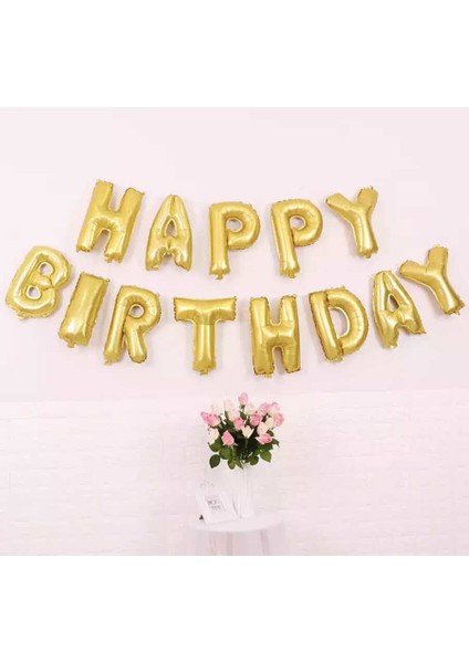 Gold Happy Birthday Balon Set
