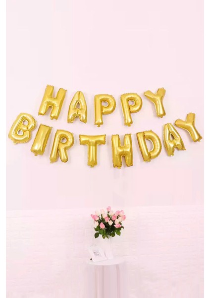 Gold Happy Birthday Balon Set modelleri
