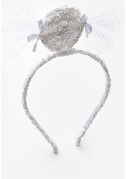 Beyaz Pullu Şeker Figürlü Kız Çocuk Taç modelleri