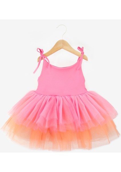 Pembe Tütü Etekli Askılı Kız Çocuk Balerin Elbise - Jade