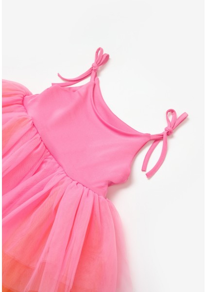Pembe Tütü Etekli Askılı Kız Çocuk Balerin Elbise - Jade