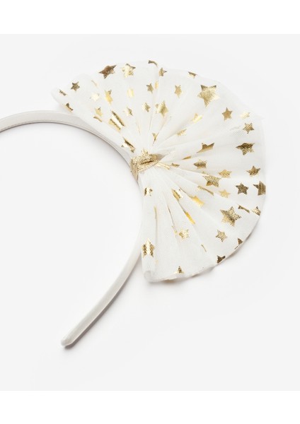 Beyaz Yıldızlı Tül Fiyonklu Kız Çocuk Taç fırsatları