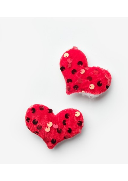 Kırmızı Pullu Kalp 2'li Kız Çocuk Toka Set fırsatları