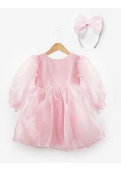 Pembe Uzun Kollu Organze Kız Çocuk Parti Elbisesi - Sage indirimleri