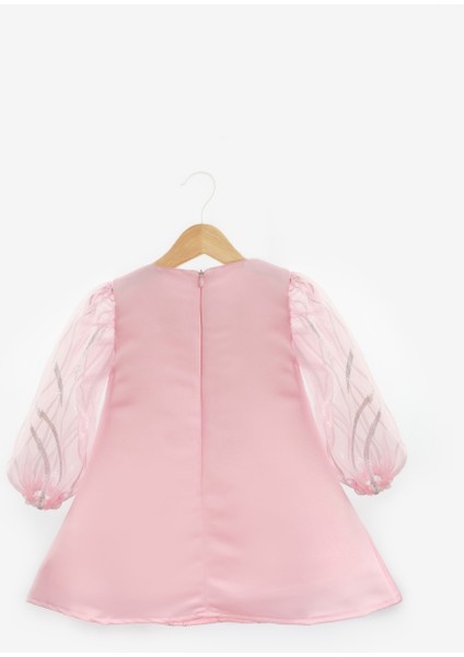 Pembe Sim Detaylı Kız Çocuk Elbise - Corrine