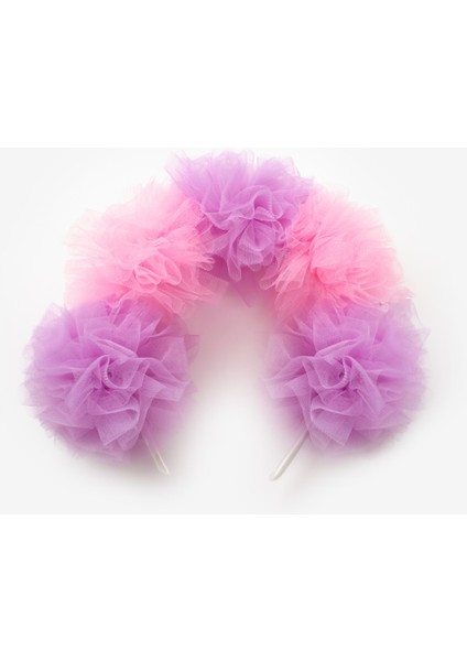 Pembe Lila 5'li Tül Ponponlu Kız Çocuk Taç modelleri