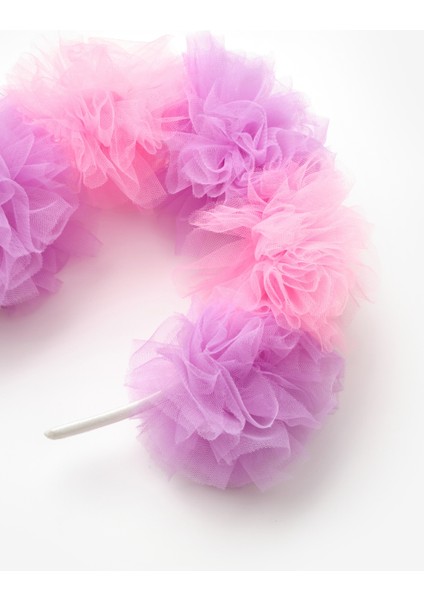 Pembe Lila 5'li Tül Ponponlu Kız Çocuk Taç fırsatları