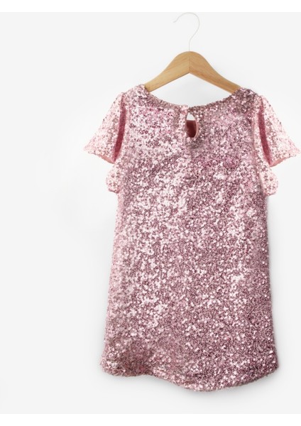 Pembe Pullu Fiyonk Detaylı Kız Çocuk Elbise - Rhea