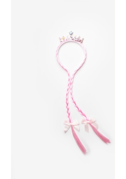 Pembe Yıldız Detaylı Örgü Saçlı Kız Çocuk Taç fiyatları