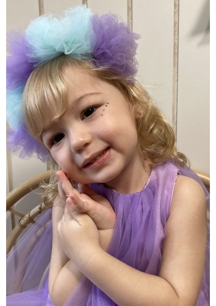 Lila Eteği Ponpon Detaylı Kız Çocuk Elbise - Alexa