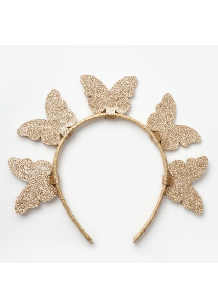 Altın 5'li Kelebek Figürlü Kız Çocuk Taç modelleri