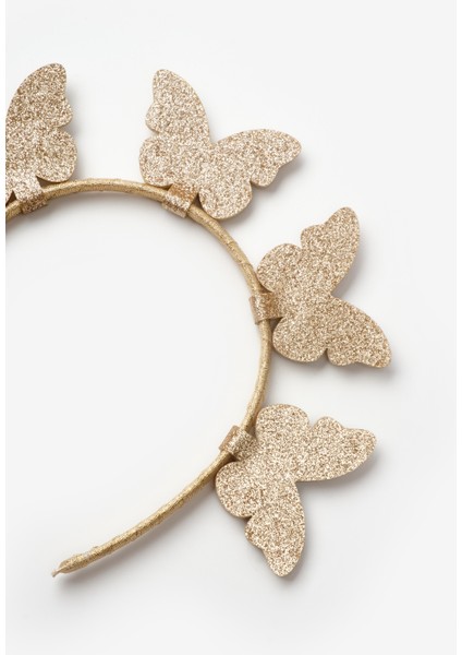 Altın 5'li Kelebek Figürlü Kız Çocuk Taç fırsatları