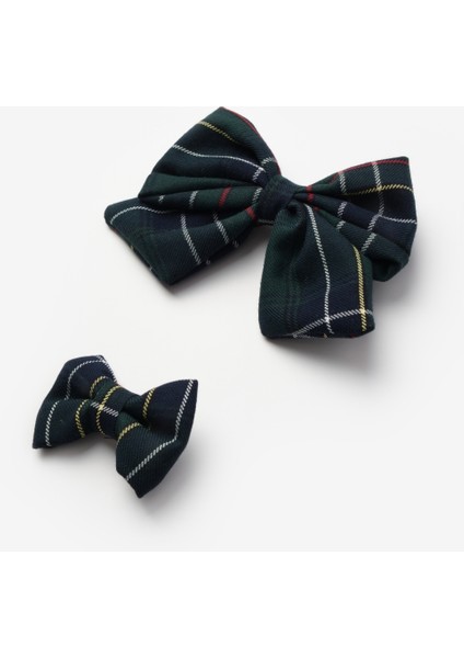 Yeşil Ekose Fiyonk Anne Kız Toka Set fırsatları