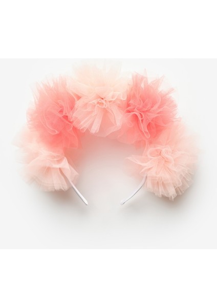 Pudra 5'li Tül Ponponlu Kız Çocuk Taç