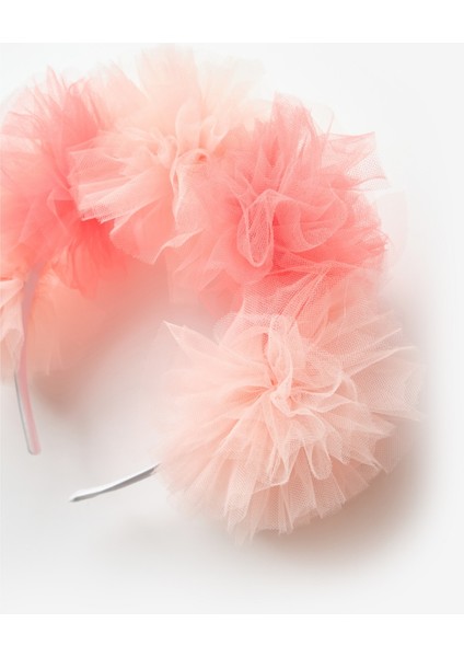 Pudra 5'li Tül Ponponlu Kız Çocuk Taç