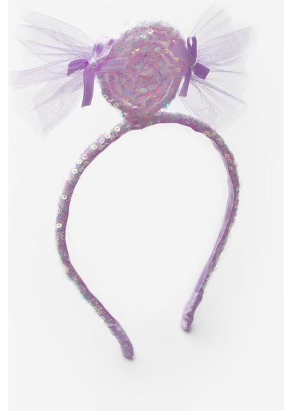 Lila Pullu Şeker Figürlü Kız Çocuk Taç modelleri