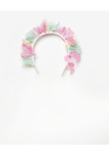 Çok Renkli Kelebek Nakışlı Kız Çocuk Tül Taç fiyatları