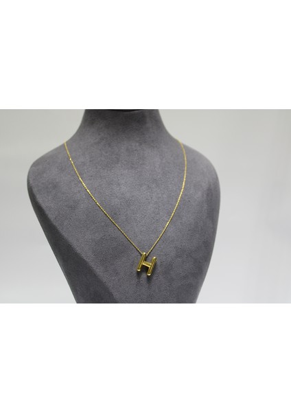 14 Ayar Altın H Harfi Kolye Zinciriyle Beraber