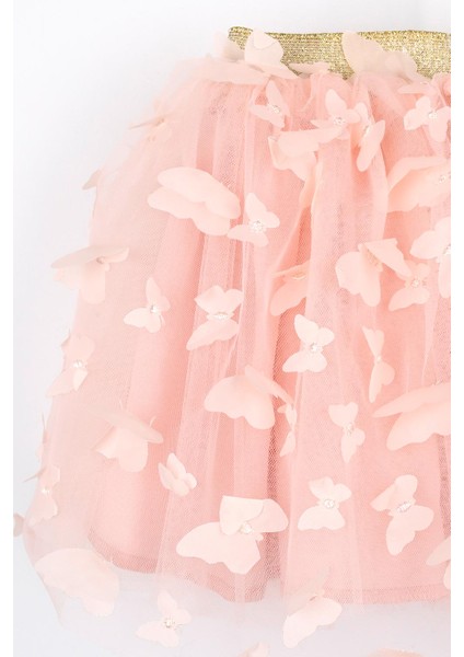 Somon Kelebek Aplikeli Kız Çocuk Tül Etek - Pauline