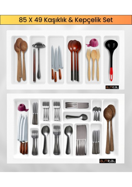 85x49 Cm. Beyaz Kaşıklık Ve Kepçelik 2'li Set (78X41 CM'E KADAR KESİLEBİLİR)