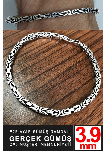 925 Ayar Gümüş Erkek Kare Kral Zincir Bileklik Künye Erkeğe Sevgiliye Hediye MSB15