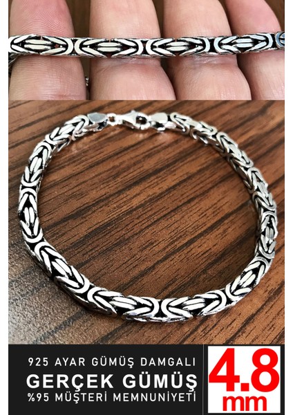 925 Ayar Gümüş Erkek Kare Kral Zincir Bileklik Künye Erkeğe Sevgiliye Hediye MSB15