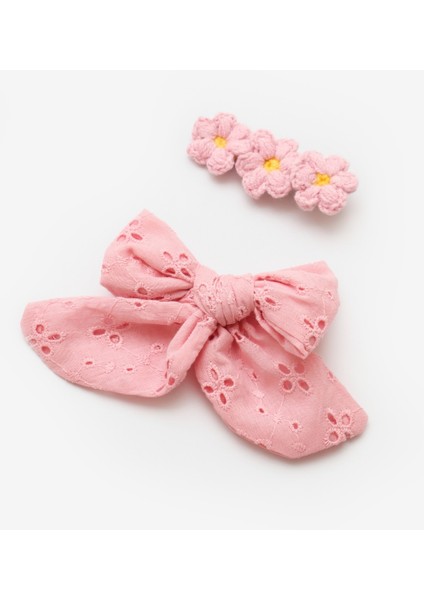 Pudra Fisto Fiyonk Örgü Çiçek 2'li Klips Toka fırsatları