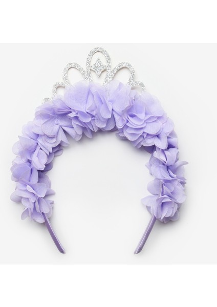 Lila Prenses Figürlü Çiçekli Kız Çocuk Taç modelleri