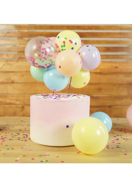 Çok Renkli Makaron Balon Pasta Süsü