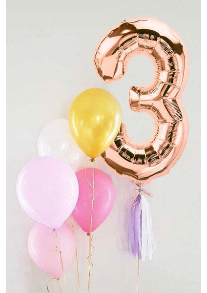 Rose 3 Rakamı Püsküllü Balon Set fiyatları