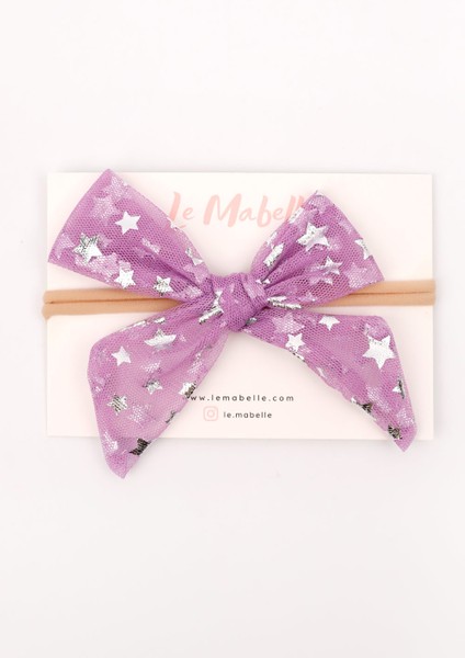 Lila Yıldız Baskılı Tül Kız Çocuk Saç Bandı modelleri