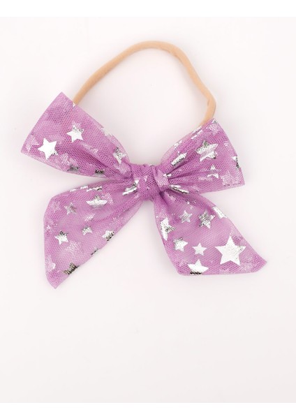 Lila Yıldız Baskılı Tül Kız Çocuk Saç Bandı fırsatları